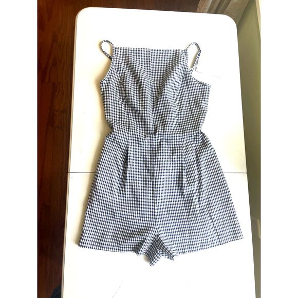 NWT Caroline Constas Revolve Women's Smocked Romper Small Blue Gingham Size S - Picture 1 of 11